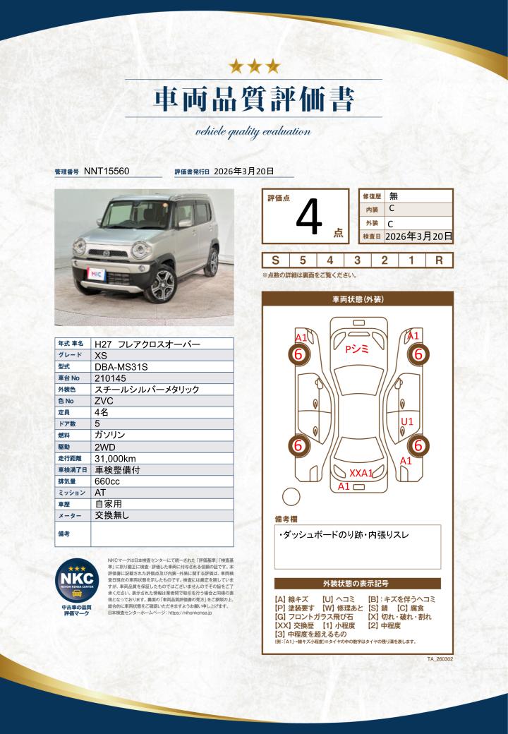 車両品質評価書
