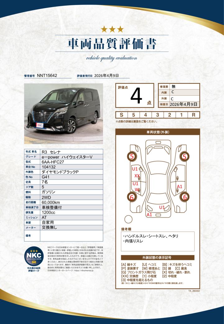 車両品質評価書