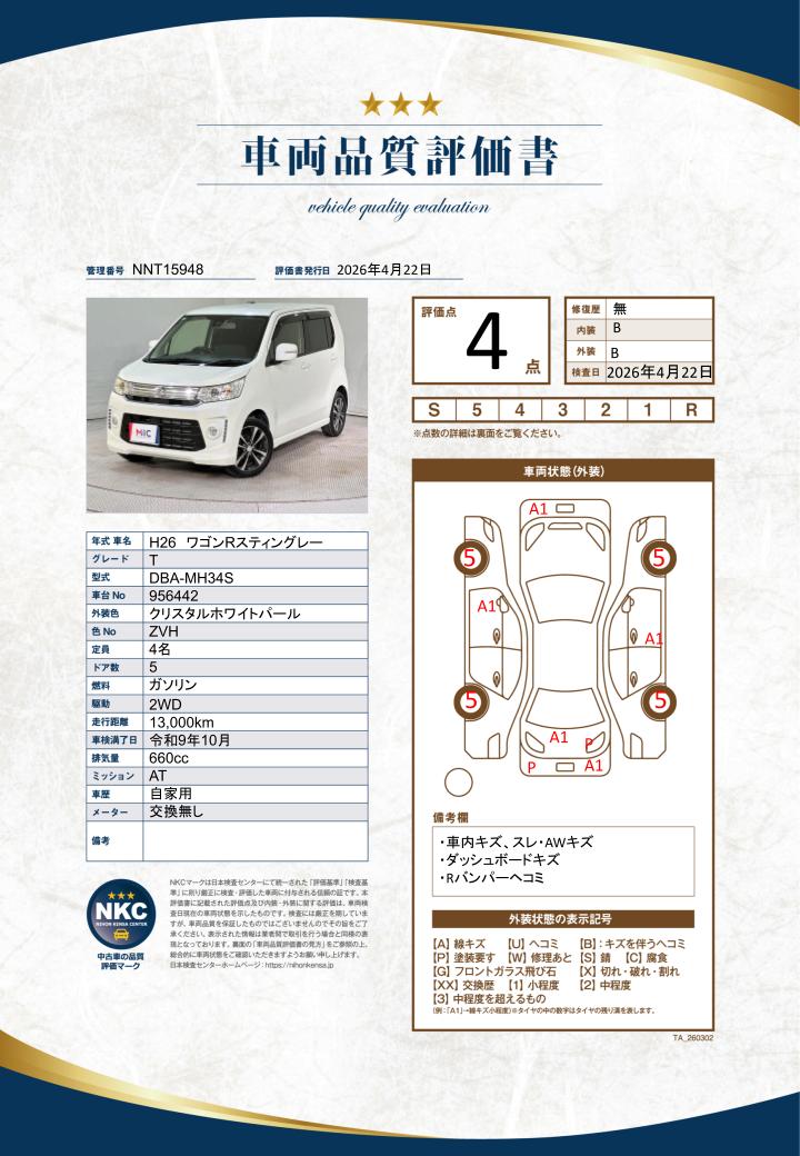 車両品質評価書