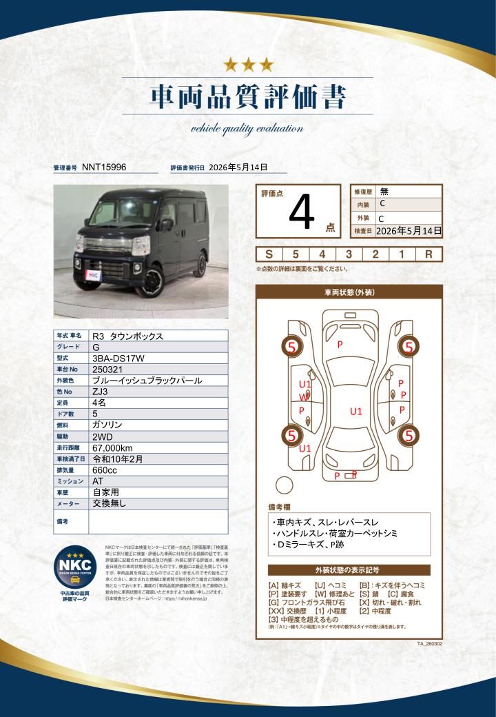 車両品質評価書