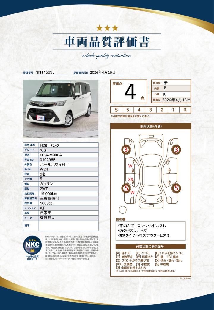 車両品質評価書